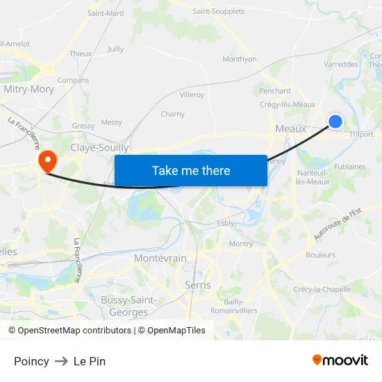 Poincy to Le Pin map