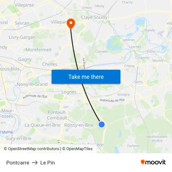 Pontcarre to Le Pin map