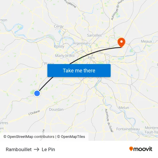 Rambouillet to Le Pin map