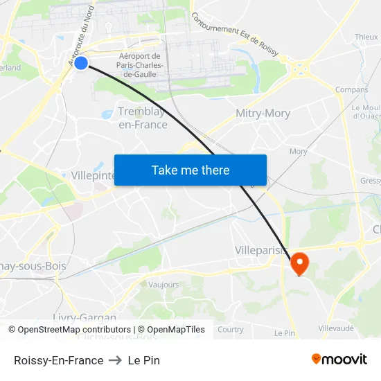 Roissy-En-France to Le Pin map