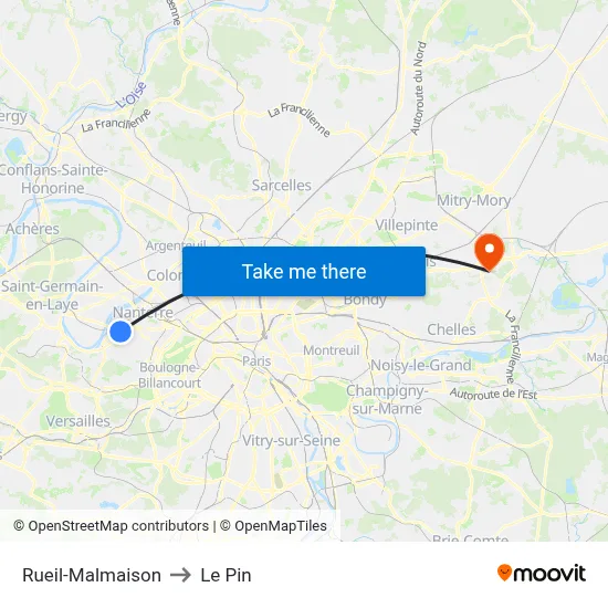 Rueil-Malmaison to Le Pin map