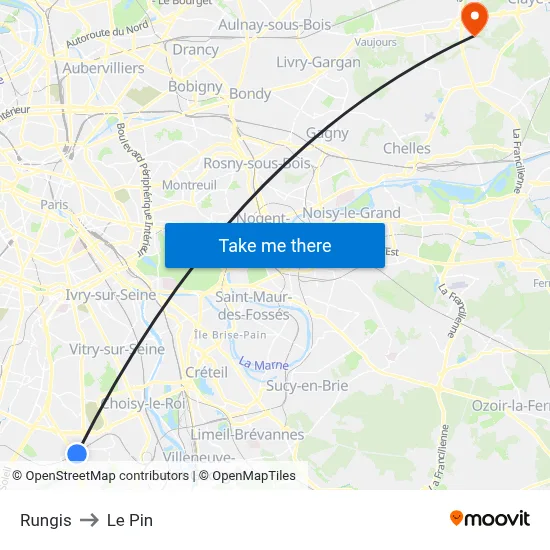 Rungis to Le Pin map