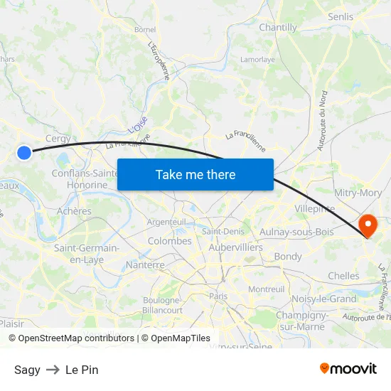 Sagy to Le Pin map