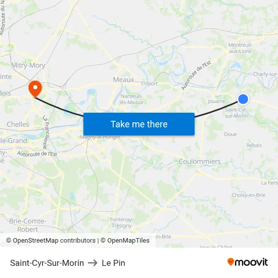 Saint-Cyr-Sur-Morin to Le Pin map