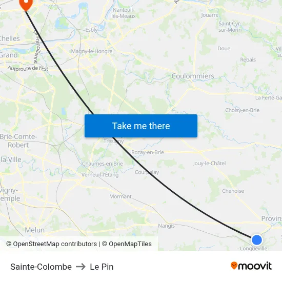 Sainte-Colombe to Le Pin map