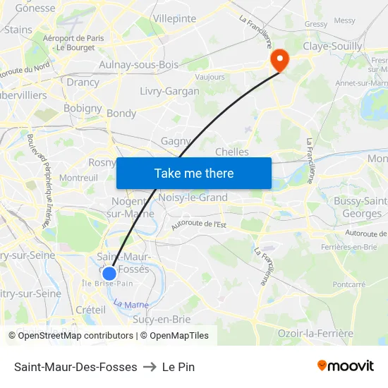 Saint-Maur-Des-Fosses to Le Pin map