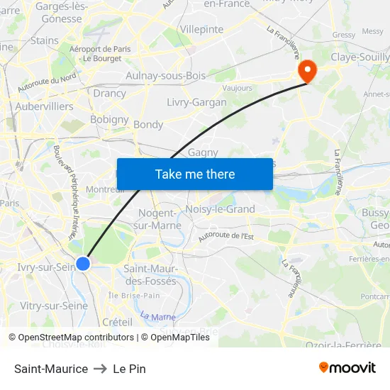 Saint-Maurice to Le Pin map