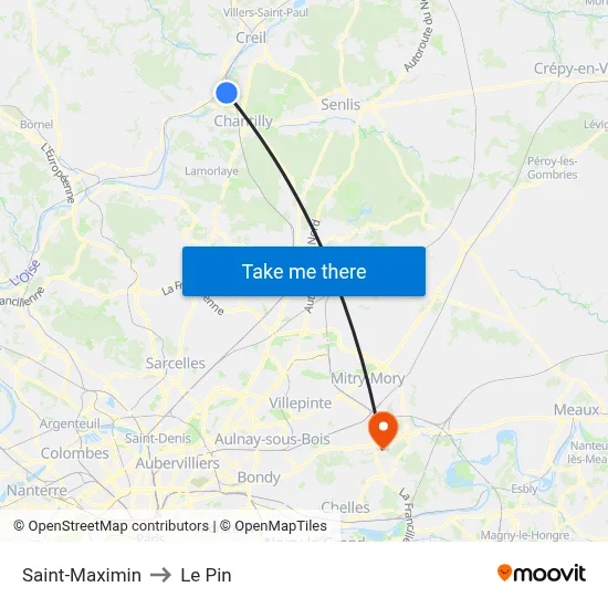 Saint-Maximin to Le Pin map