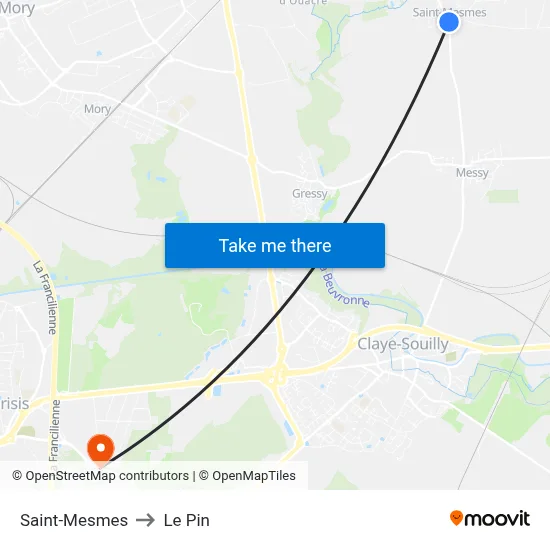Saint-Mesmes to Le Pin map