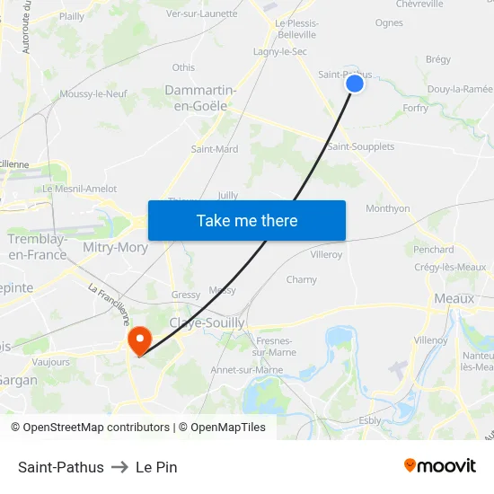 Saint-Pathus to Le Pin map