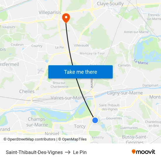 Saint-Thibault-Des-Vignes to Le Pin map