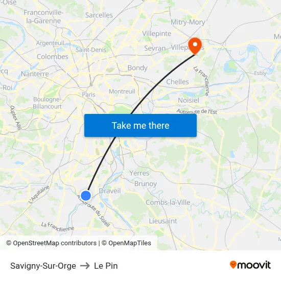 Savigny-Sur-Orge to Le Pin map