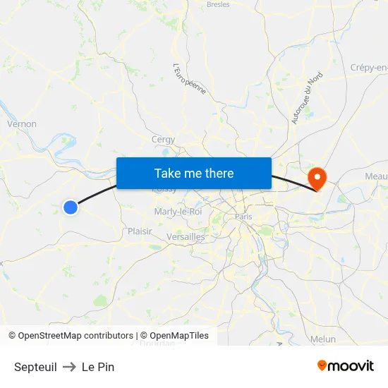 Septeuil to Le Pin map