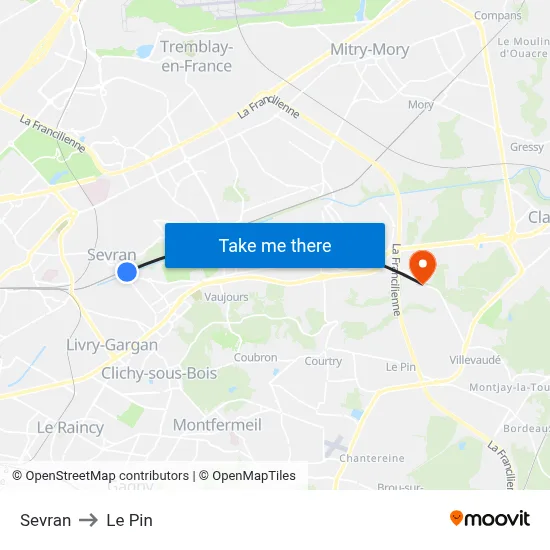 Sevran to Le Pin map