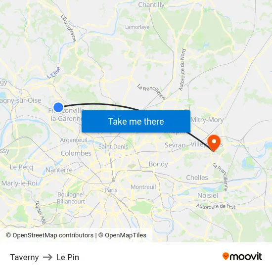 Taverny to Le Pin map