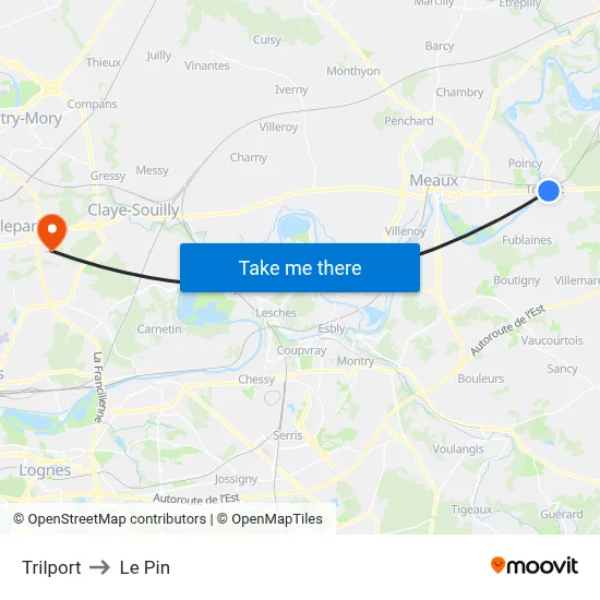 Trilport to Le Pin map
