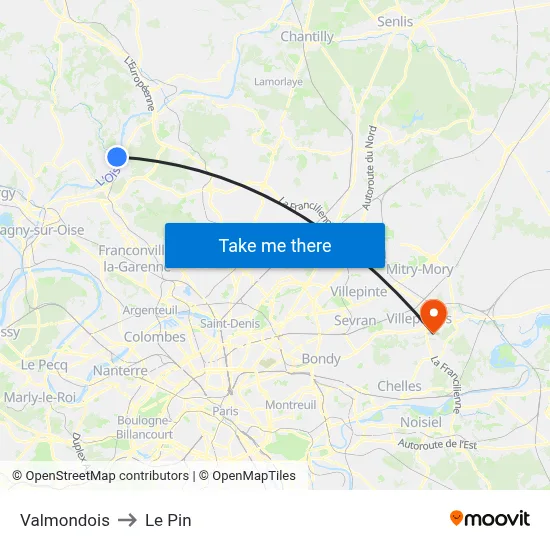 Valmondois to Le Pin map