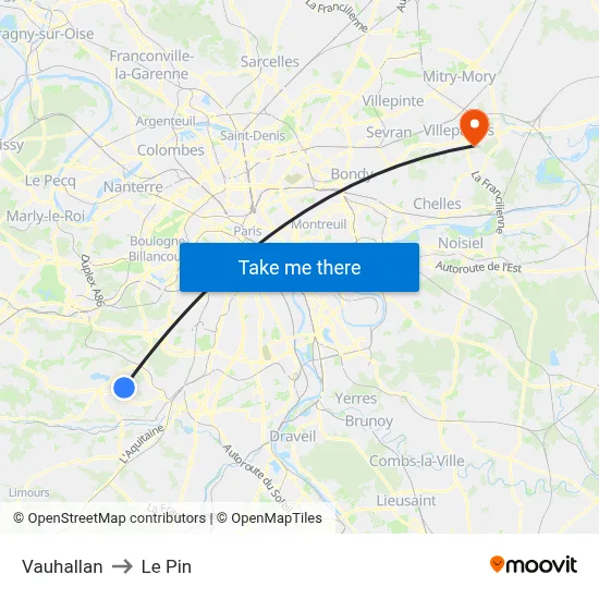 Vauhallan to Le Pin map