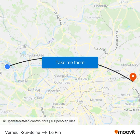 Verneuil-Sur-Seine to Le Pin map