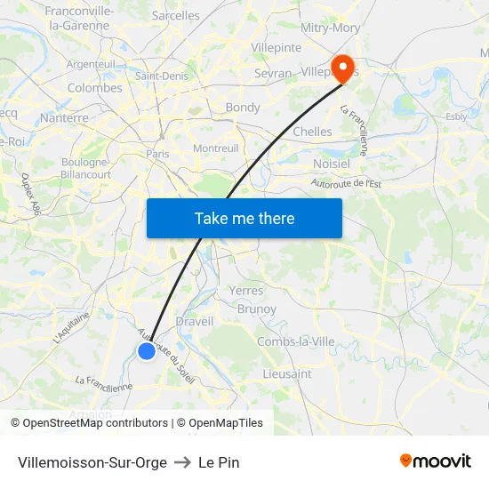 Villemoisson-Sur-Orge to Le Pin map