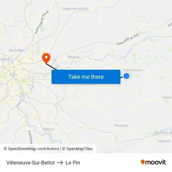 Villeneuve-Sur-Bellot to Le Pin map