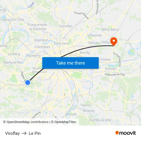 Viroflay to Le Pin map