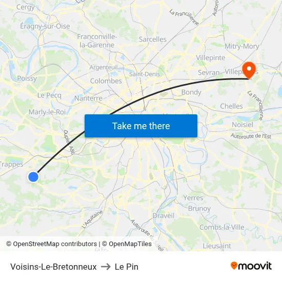 Voisins-Le-Bretonneux to Le Pin map