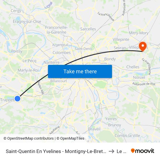 Saint-Quentin En Yvelines - Montigny-Le-Bretonneux to Le Pin map