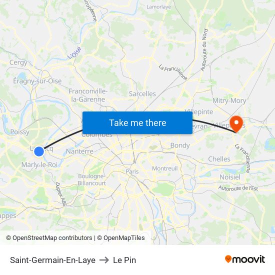Saint-Germain-En-Laye to Le Pin map