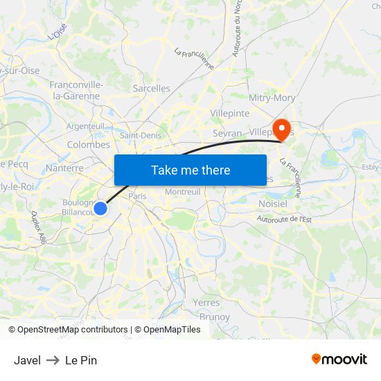 Javel to Le Pin map