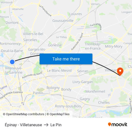 Épinay - Villetaneuse to Le Pin map
