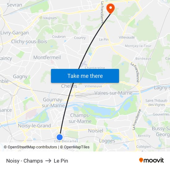 Noisy - Champs to Le Pin map