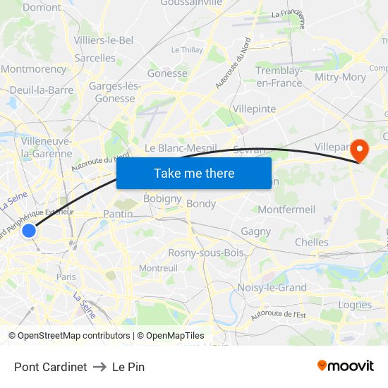 Pont Cardinet to Le Pin map
