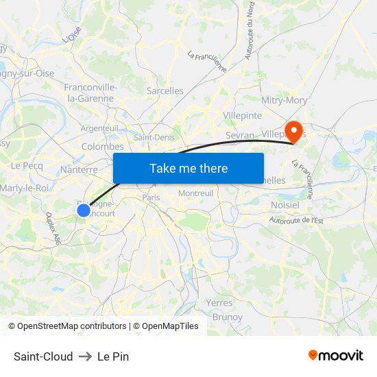 Saint-Cloud to Le Pin map