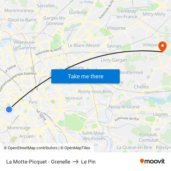 La Motte-Picquet - Grenelle to Le Pin map