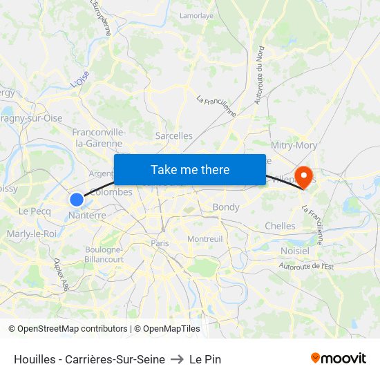 Houilles - Carrières-Sur-Seine to Le Pin map