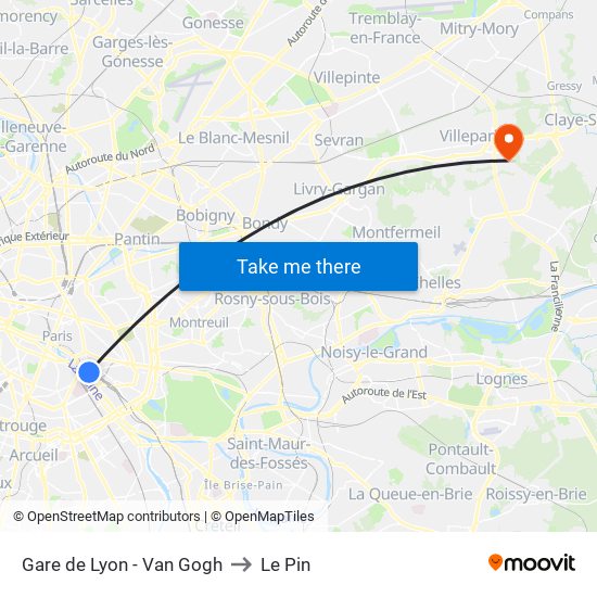 Gare de Lyon - Van Gogh to Le Pin map