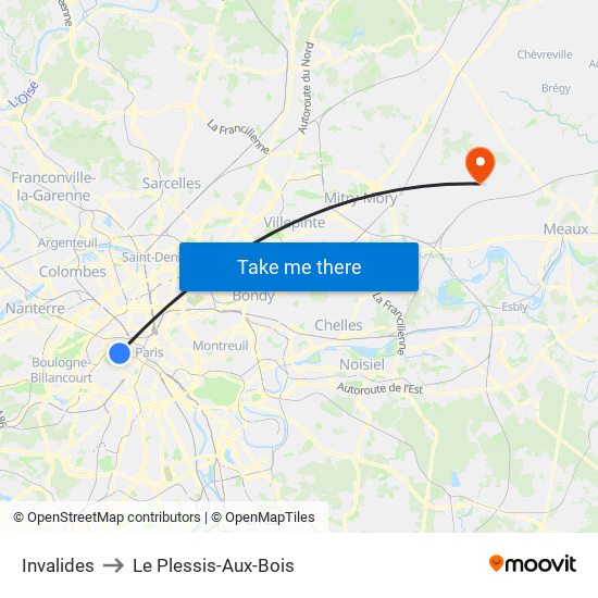 Invalides to Le Plessis-Aux-Bois map