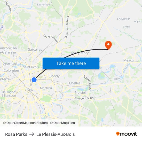 Rosa Parks to Le Plessis-Aux-Bois map
