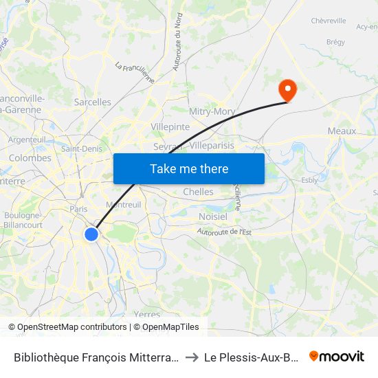 Bibliothèque François Mitterrand to Le Plessis-Aux-Bois map