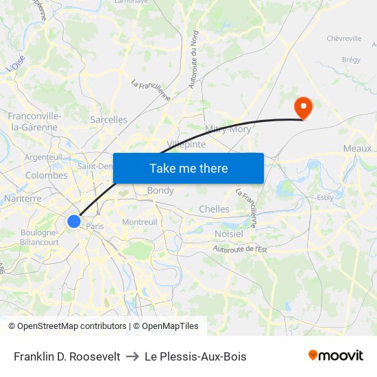 Franklin D. Roosevelt to Le Plessis-Aux-Bois map
