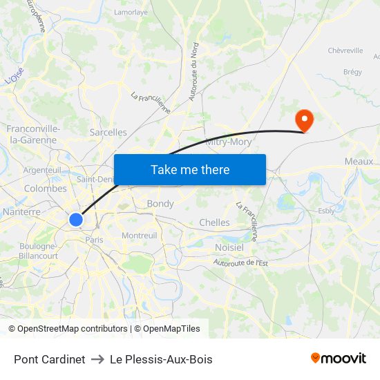 Pont Cardinet to Le Plessis-Aux-Bois map