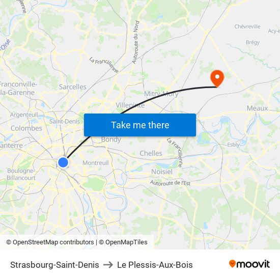 Strasbourg-Saint-Denis to Le Plessis-Aux-Bois map