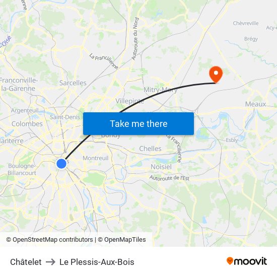 Châtelet to Le Plessis-Aux-Bois map