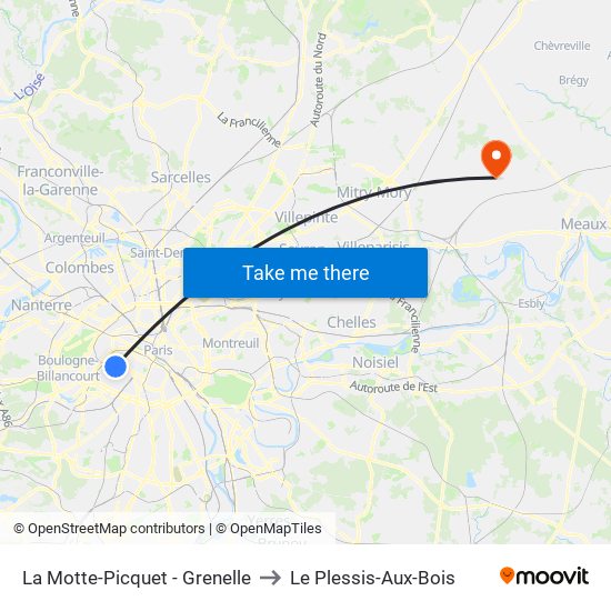La Motte-Picquet - Grenelle to Le Plessis-Aux-Bois map