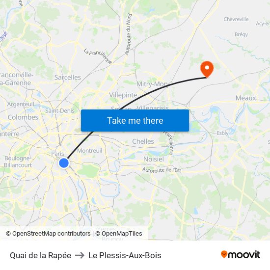 Quai de la Rapée to Le Plessis-Aux-Bois map