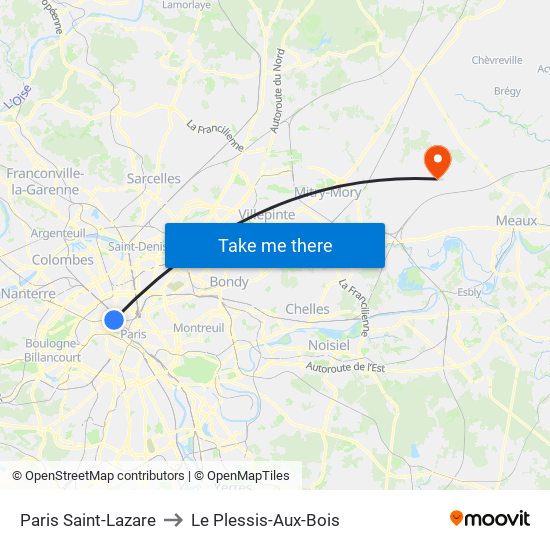 Paris Saint-Lazare to Le Plessis-Aux-Bois map