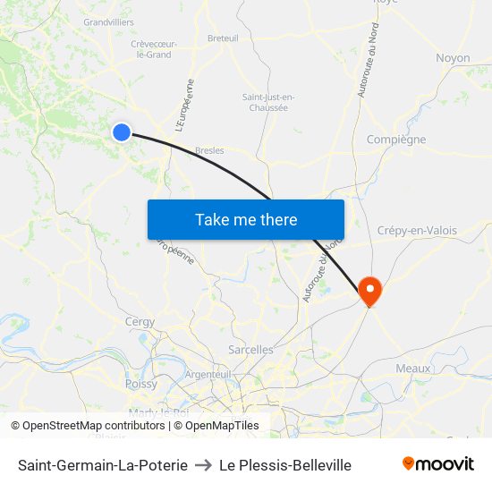 Saint-Germain-La-Poterie to Le Plessis-Belleville map