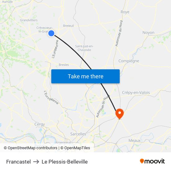 Francastel to Le Plessis-Belleville map