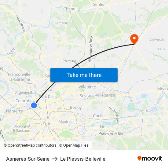 Asnieres-Sur-Seine to Le Plessis-Belleville map